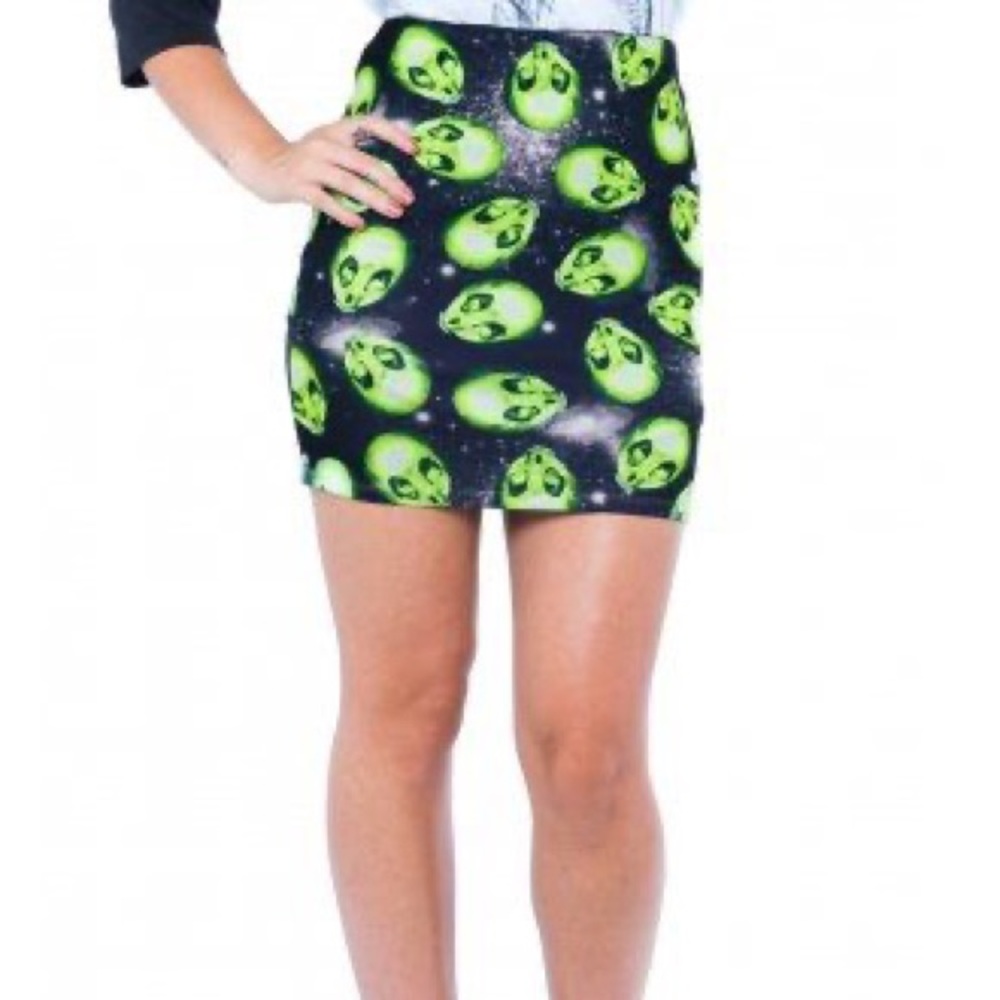 Iron Fist Alien Skull Pencil Skirt